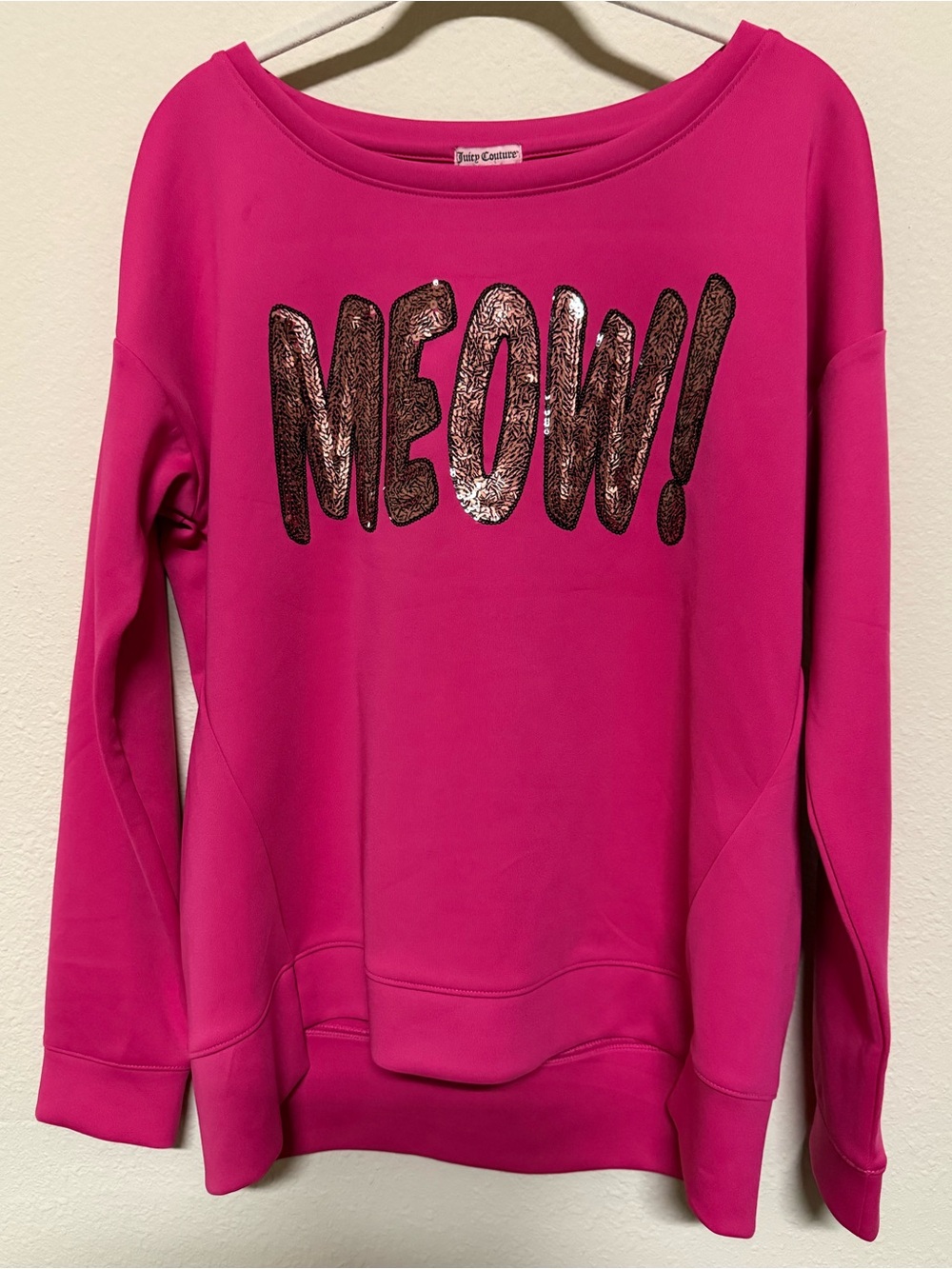 Juicy Couture Meow Bright Pink Sweatshirt Top. NWOT, Large - FREE Jewelry Gift!